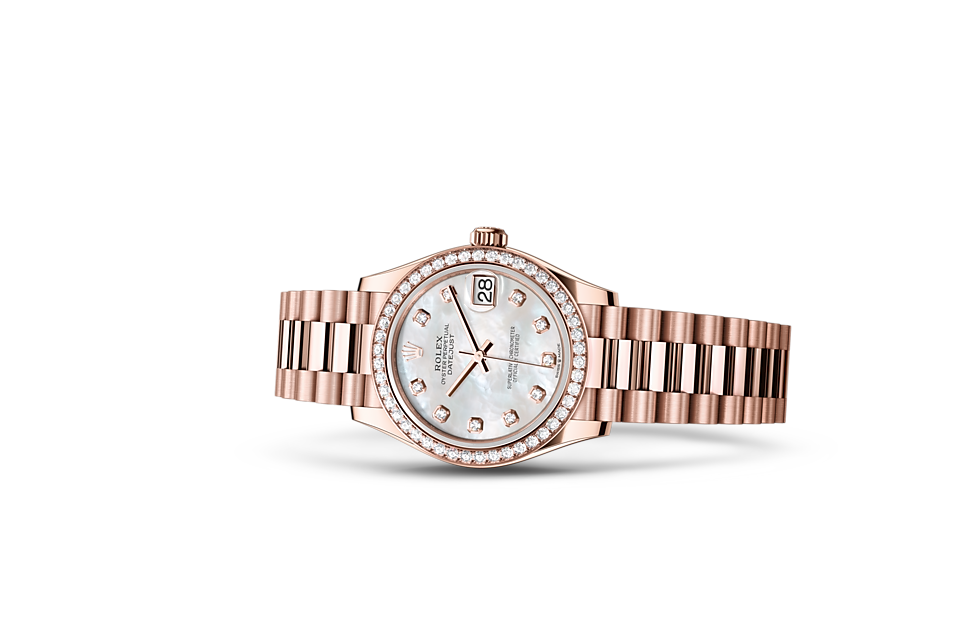Rolex women's datejust rose gold discount